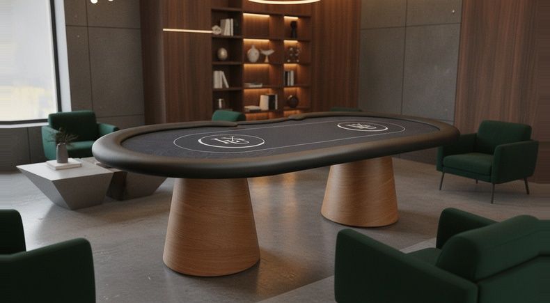 Mesa de Poker Oval 10 Lugares Coluna Cônica Freijó e Borda Baixa - Pro44